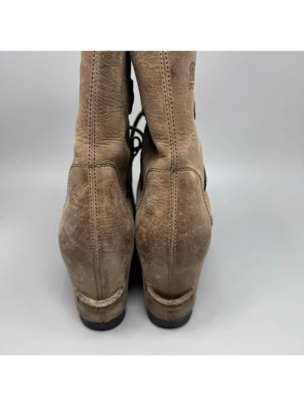 Sorel NL2305-256 Joan of Arctic Wedge Women's Brown Leather Mid Boots Sz USA 7